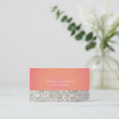 Sequin Glam Sunset Carte de visite rose orange (Debout devant)