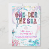 sequin glitter ONEder the sea birthday invitation (Devant)
