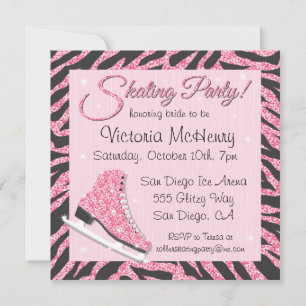 Séquin Glittering Ice Skate Party Invitations