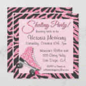 Séquin Glittering Roller Patinage Invitations (Devant / Derrière)