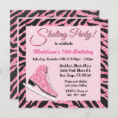 Séquin Glittering Roller Patinage Invitations (Devant / Derrière)