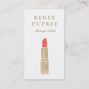 Sequin Lipstick Logo Make-up Artiest Beauty Salon Visitekaartje