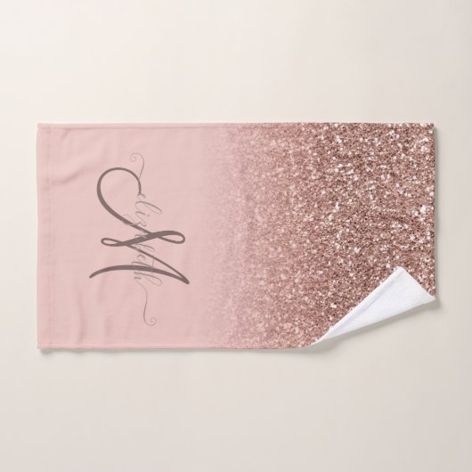 Séquin Parties scintillant moderne Ombre Rose Mono (Serviette à main)
