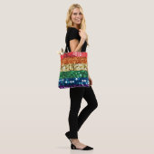 Sequin Pride Flag canvas tas Purse (Op model)