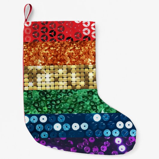 Sequin Pride Vlag Kerstmis Kous Kleine Kerstsok (Voorkant)