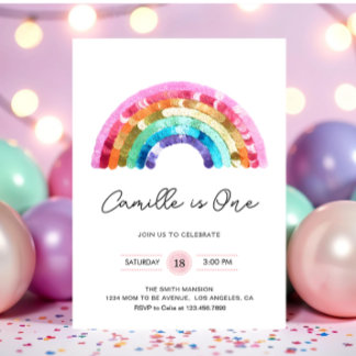 Sequin Rainbow Birthday party Invitation Kaart