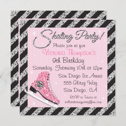 Séquin Skull Ice Skull Parties Invitations (Devant / Derrière)