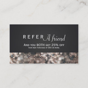 Sequin Sparkle Glamor REFER EEN VRIEND-clientkaart Aanbevelingskaartje