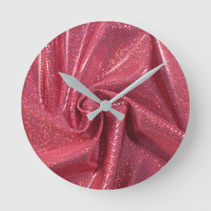 Sequin sparkle glitter koraalroze ronde klok