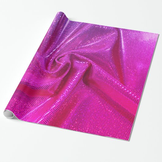 Sequin sparkle glitter look roze magenta cadeaupapier (Uitgerold)