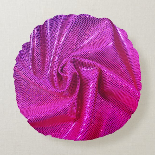 Sequin sparkle glitter ziet er roze fuschia uit rond kussen (Voorkant)