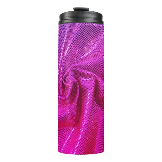 Sequin sparkle glitter ziet er roze fuschia uit thermosbeker (Voorkant)