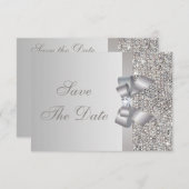 Sequins Argent, Nœud & Diamant Save the Date (Devant / Derrière)