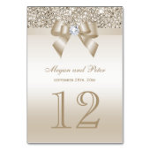 Séquins de Champagne Bow Mariage Table Numéro Cart (Dos)