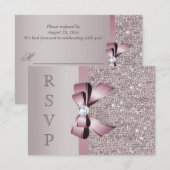 Sequins Diamants Gris Mauve Nœud RSVP (Devant / Derrière)