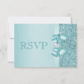 Séquins imprimés turquoises mariage RSVP (Devant)