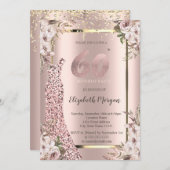 Sequins Jurk Blush Bloemen 60e Verjaardag Kaart (Voorkant / Achterkant)