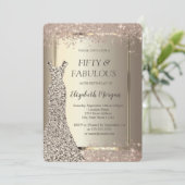 Sequins Jurk Glitter Confetti 50e Verjaardag Kaart (Staand voorkant)