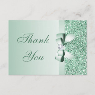 Sequins Menthe, Nœud & Diamant Mariage Merci