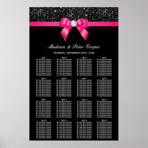 Séquins noirs Chaud Rose Bow Mariage Tableau de si