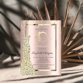 Sequins Robe Rose Or 40e Anniversaire Invitation