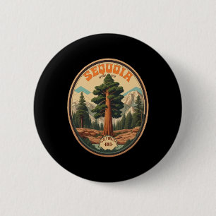 Sequoia National Park Boom Illustratie Wandel Retr Ronde Button 5,7 Cm