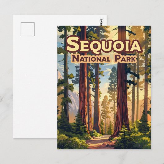 Sequoia National Park California Tree Retro Briefkaart (Voorkant / Achterkant)