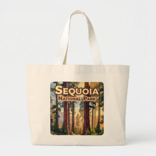 Sequoia National Park California Tree Retro Grote Tote Bag