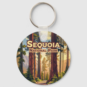 Sequoia National Park California Tree Retro Sleutelhanger