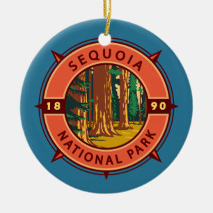 Sequoia National Park Retro Compass Embleem Keramisch Ornament