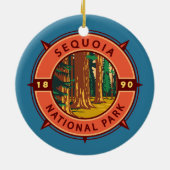 Sequoia National Park Retro Compass Embleem Keramisch Ornament (Achterkant)