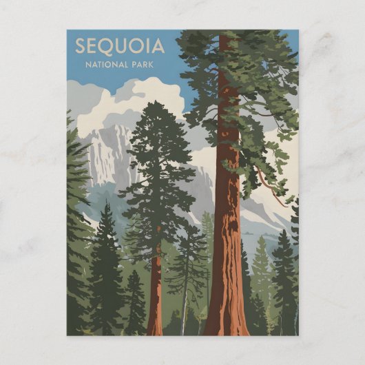 Sequoia National Park vintage Briefkaart (Voorkant)