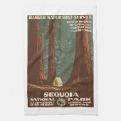 Sequoia Park CA,  toeristische reisposter, Theedoek (Verticaal)