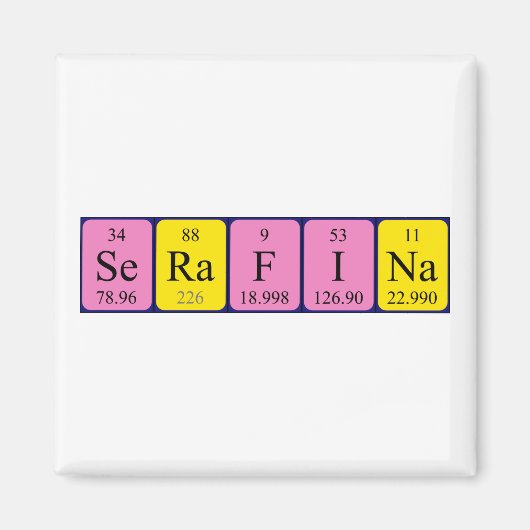 Serafina periodiek table name magnet magneet (Voorkant)