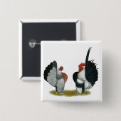 Serama Bantams Vierkante Button 5,1 Cm (Voorkant /achterkant)