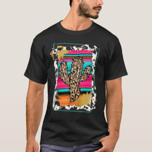 SERAPE CACTUS Koe Patroon afdrukken Cowgirl Ro T-shirt