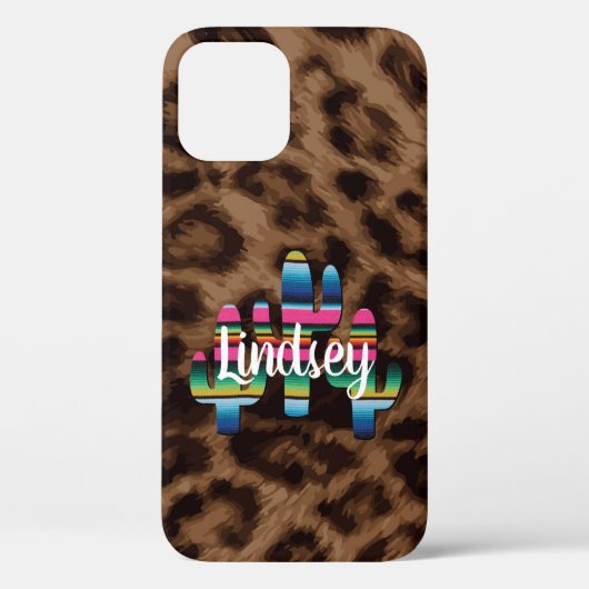 Serape Cactus Leopard Print Westerne Cowgirl Boho Case-Mate iPhone Case (Achterkant)