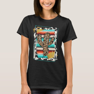SERAPE CACTUS Luipaard Koe Patroon Print Cowgirl R T-shirt