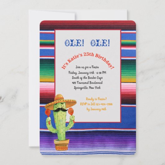 Serape Fiesta-uitnodiging Kaart (Voorkant)