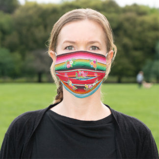 Serape met Flowers Face Mask Stoffen Mondmasker