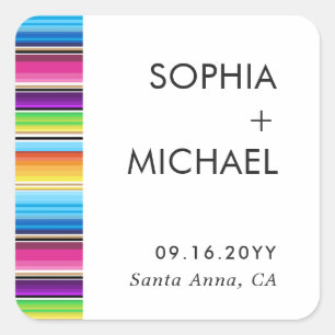 Serape Spring Minimal Wedding Invitation Vierkante Sticker