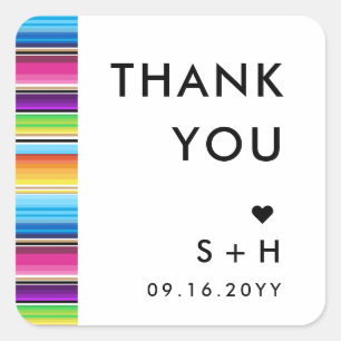Serape Spring Stripes   Dank je Vierkante Sticker
