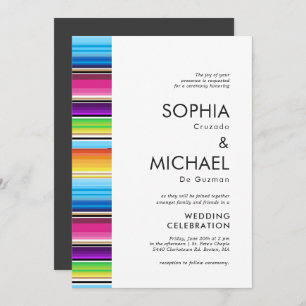 Serape Spring Stripes   Huwelijksuitnodiging Grijs Kaart