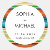 Serape Summer | Minimale bruiloft Ronde Sticker (Voorkant)