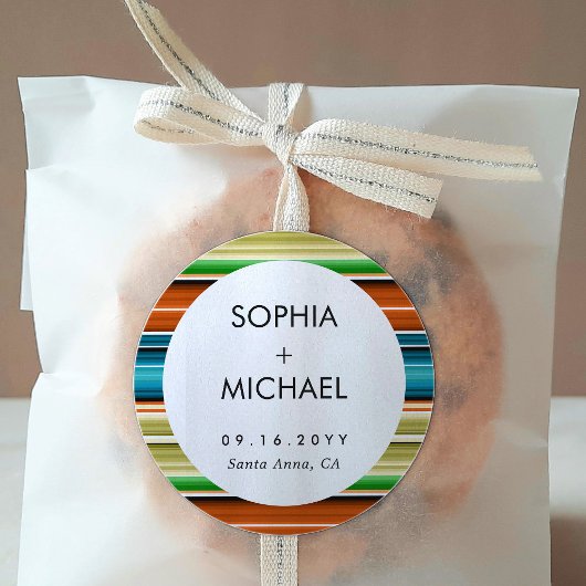 Serape Summer | Minimale bruiloft Ronde Sticker