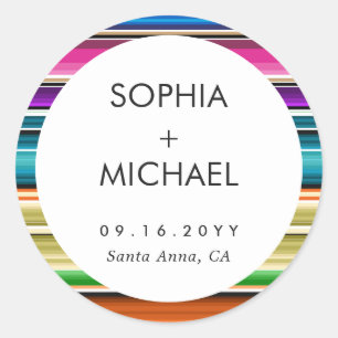 Serape Summer Minimale bruiloft Ronde Sticker