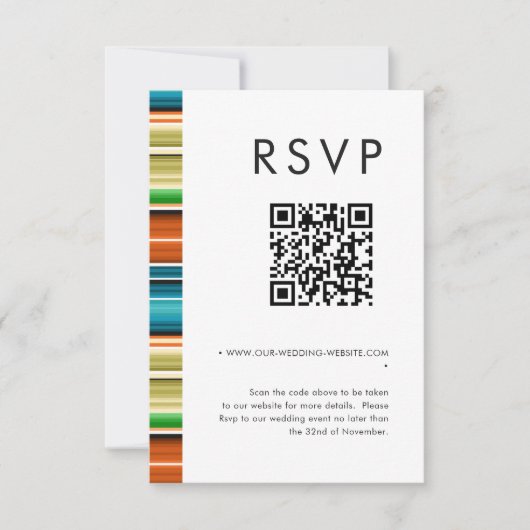 Serape Summer Stripes Wedding QR-code RSVP Kaart (Voorkant)