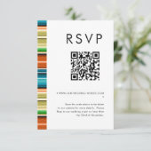 Serape Summer Stripes Wedding QR-code RSVP Kaart (Staand voorkant)