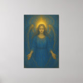 Seraphic Blue Angel – Golden Halo Guardian Canvas Afdruk (Voorkant)