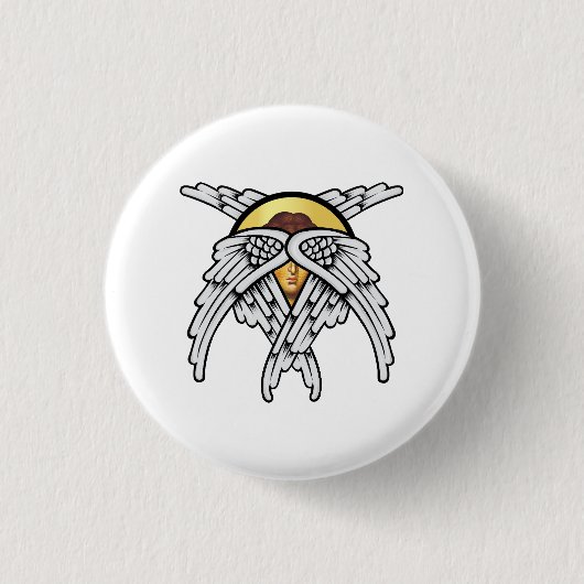 Seraphim Angel Silver Ronde Button 3,2 Cm (Voorkant)